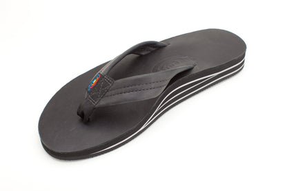 Rainbow Mens | Double Layer | Classic Leather Sandal (Black)