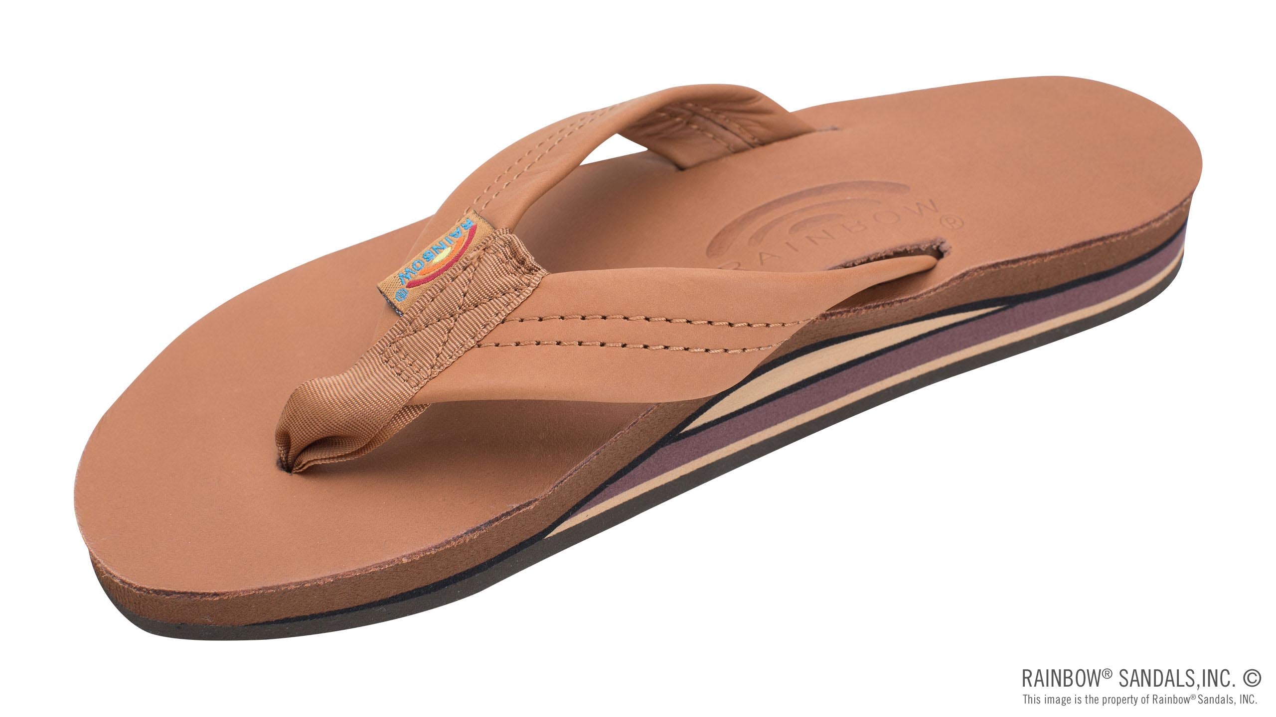 Rainbow Ladies Double Layer Classic Leather Sandal Tan iconsofsurf uk