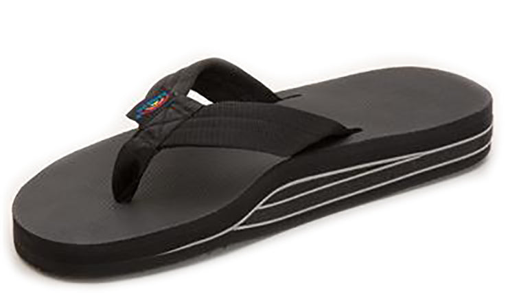 Rainbow Mens | Double Layer | Classic Rubber Sandal (Black)